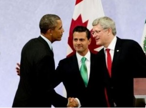Harper with Obama - 3 amigos